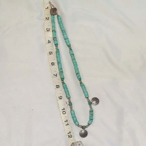 Kingman Turquoise Beaded Necklace with Mercury Dimes And Silver Accents - Picture 8 of 8